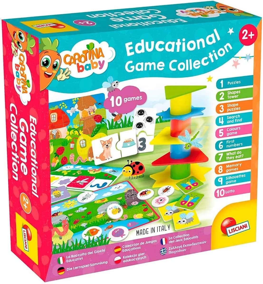 Lisciani Carotina Baby - Coffret 10 jeux éducatifs dès 2 ans