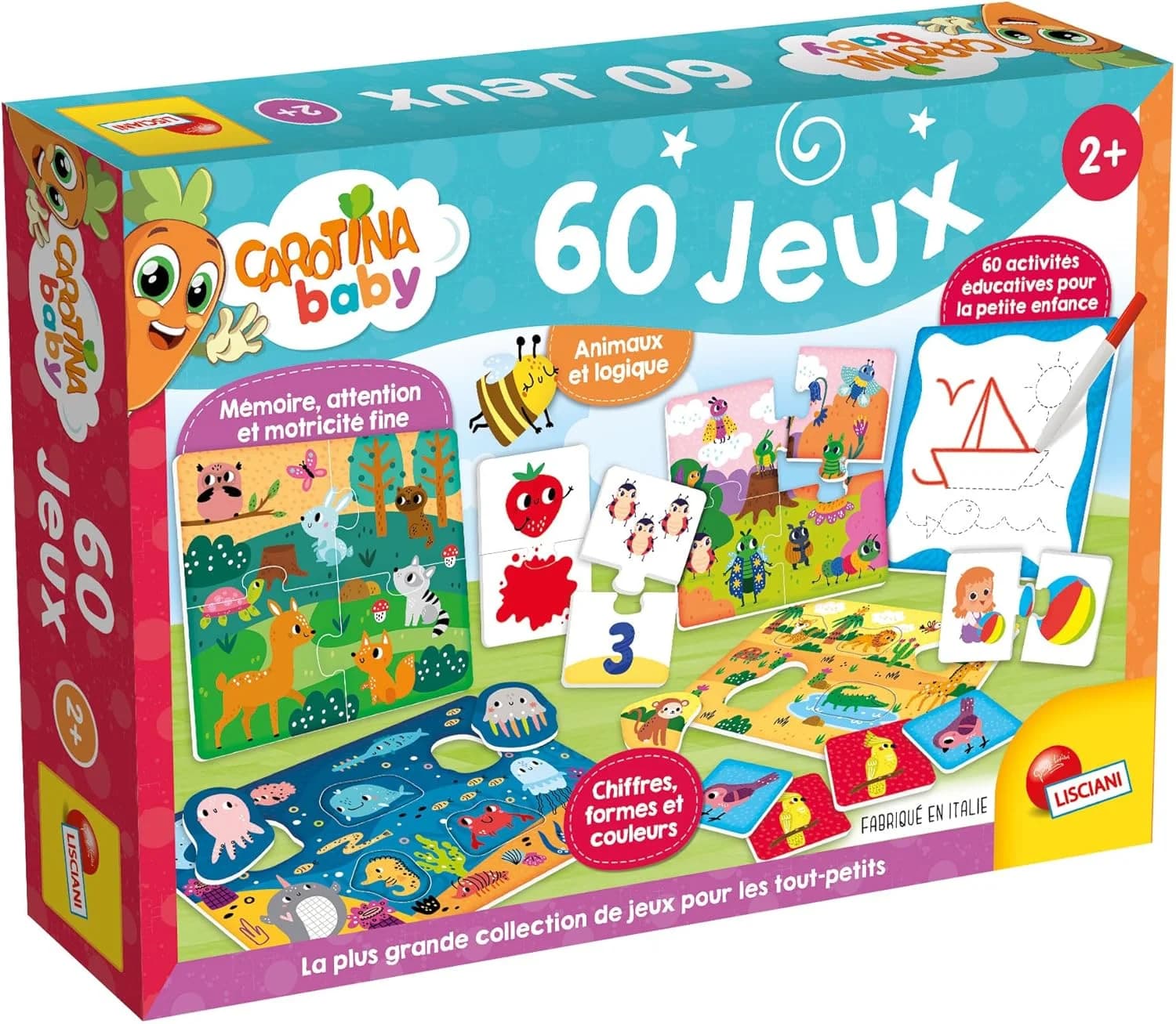 Lisciani Carotina Baby - Coffret 60 jeux éducatifs dès 2 ans