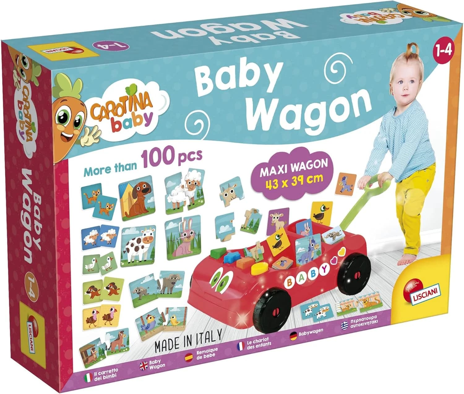 Lisciani Carotina Baby Wagon - Chariot éducatif 1 à 4 ans