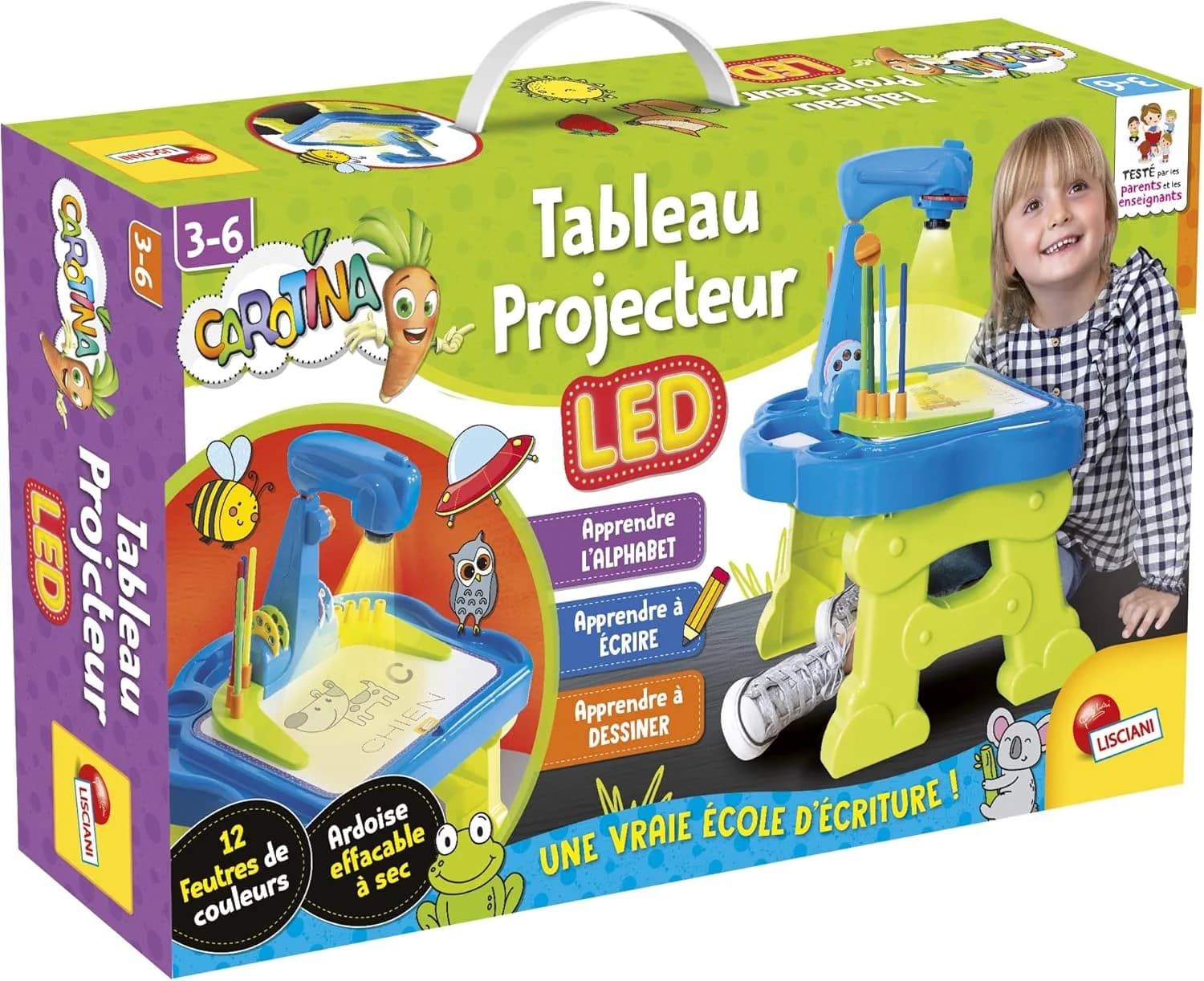 Lisciani Carotina Tableau Projecteur LED - Alphabet, écriture et dessin