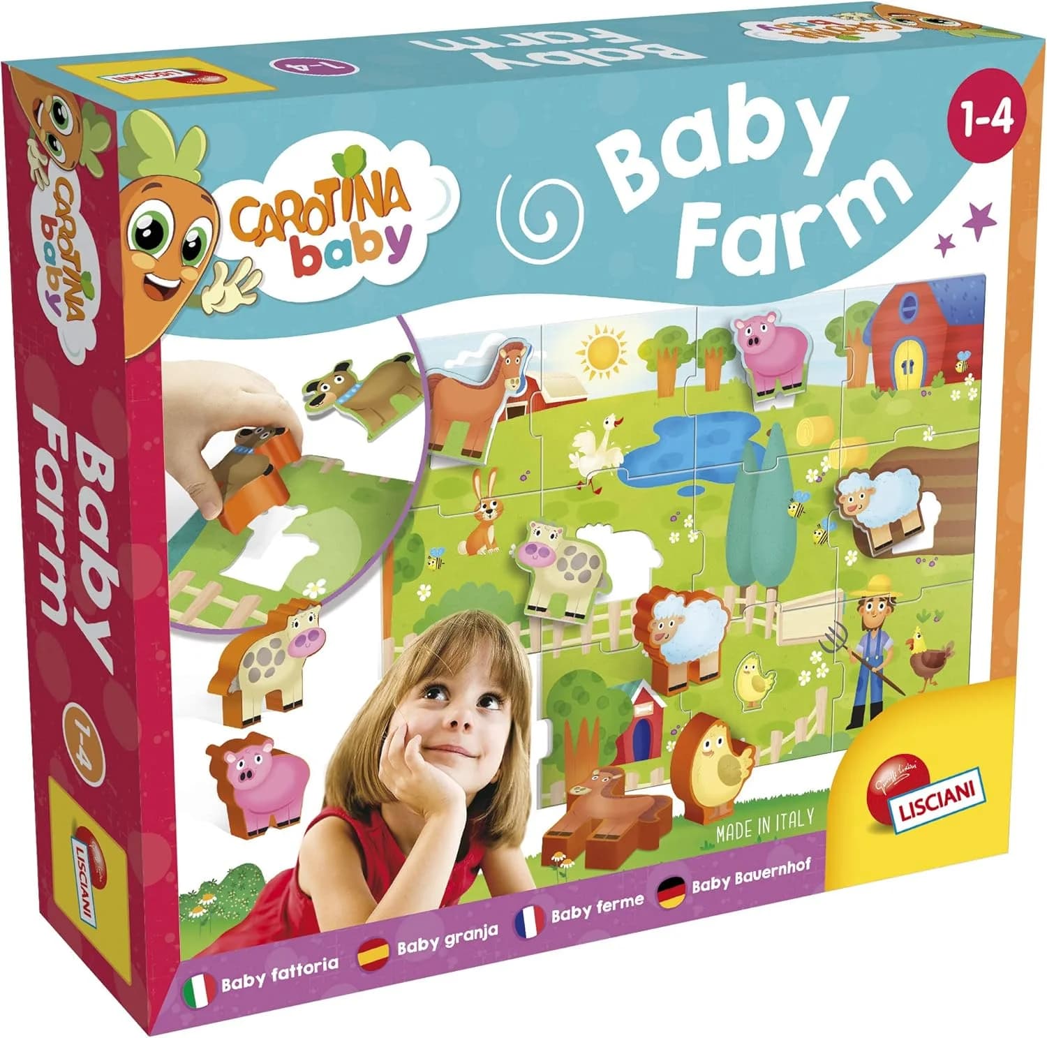 Lisciani - Puzzle Animaux de la ferme 18 pièces avec figurines