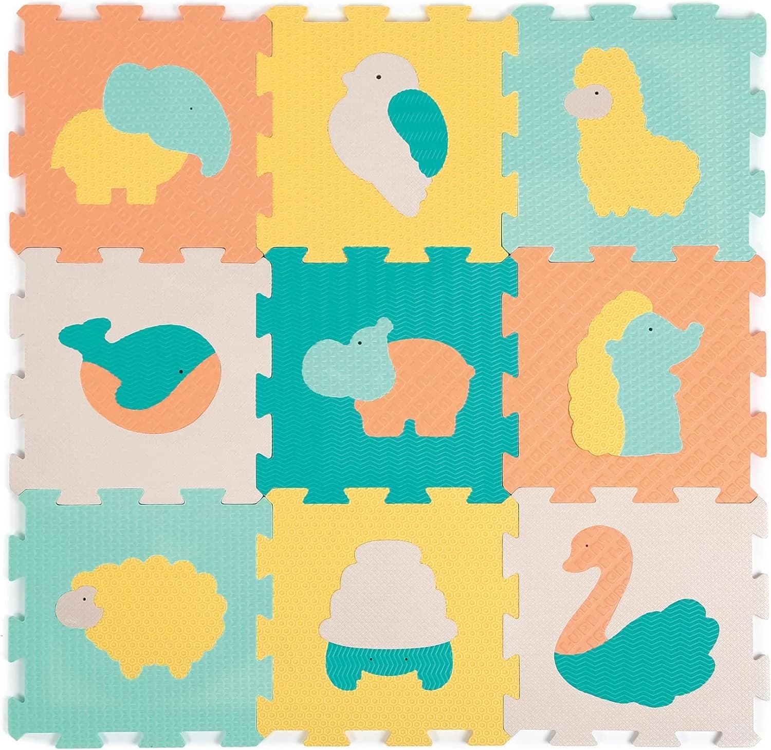 Ludi tapis d’éveil puzzle en mousse animaux pastel