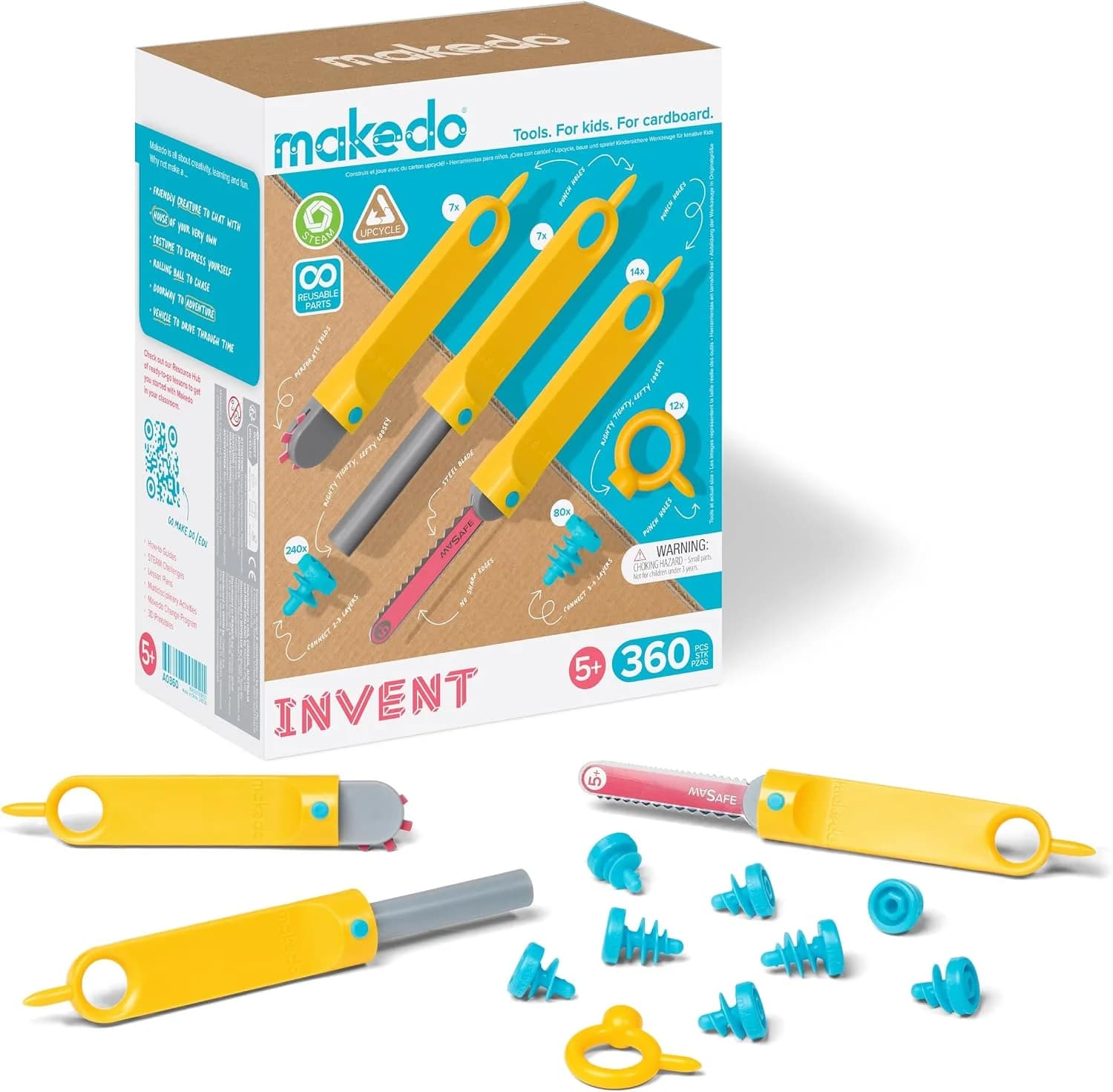 Makedo Invent, kit carton 360 pièces pour groupes dès 5 ans