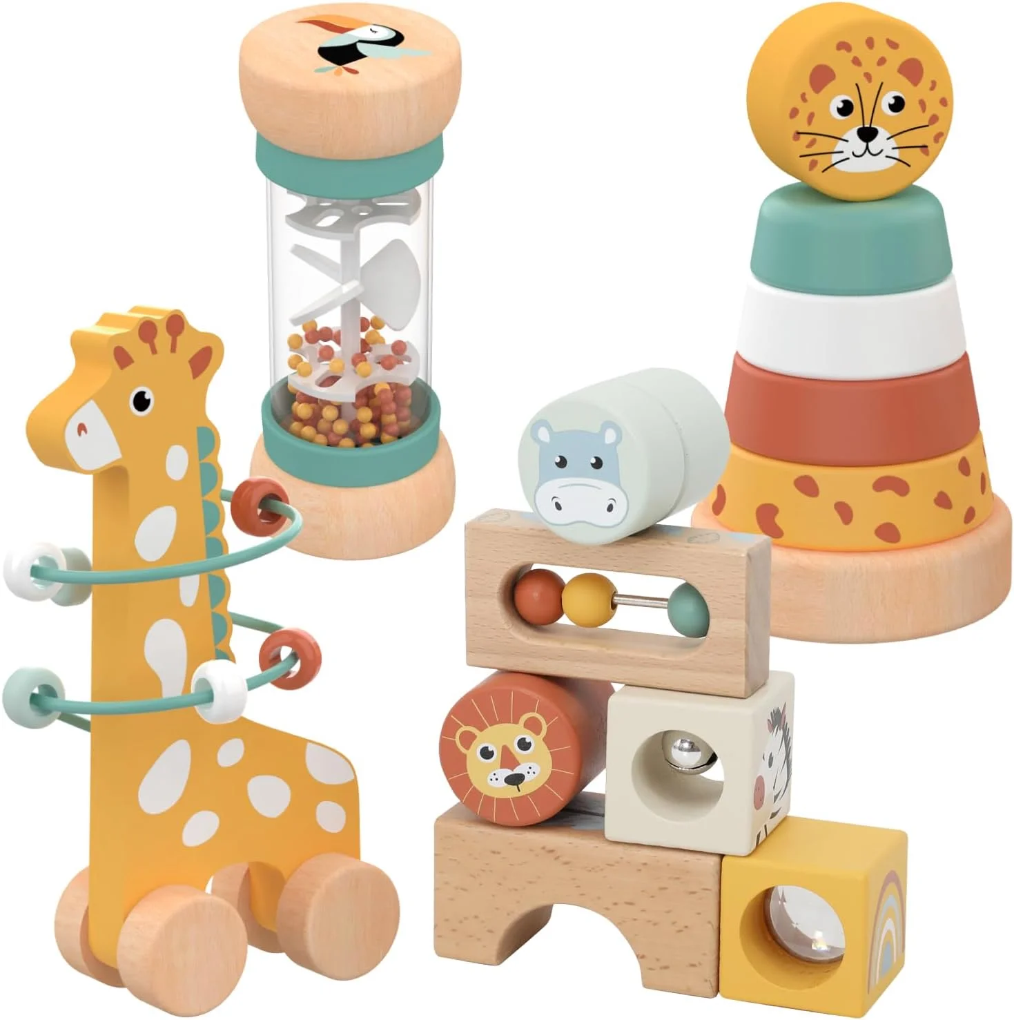 Nene Toys Coffret d’éveil en bois 4 activités, dès 1 an