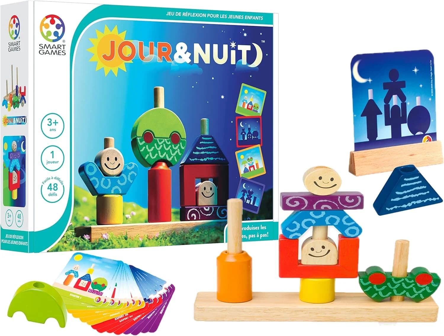 SmartGames Jour & Nuit – puzzle en bois (48 défis)