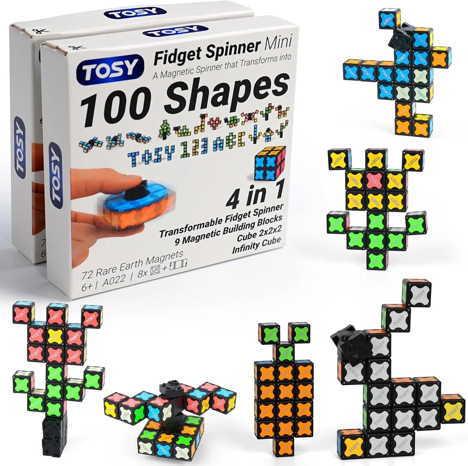 TOSY, 2 fidget spinners magnétiques 8 blocs