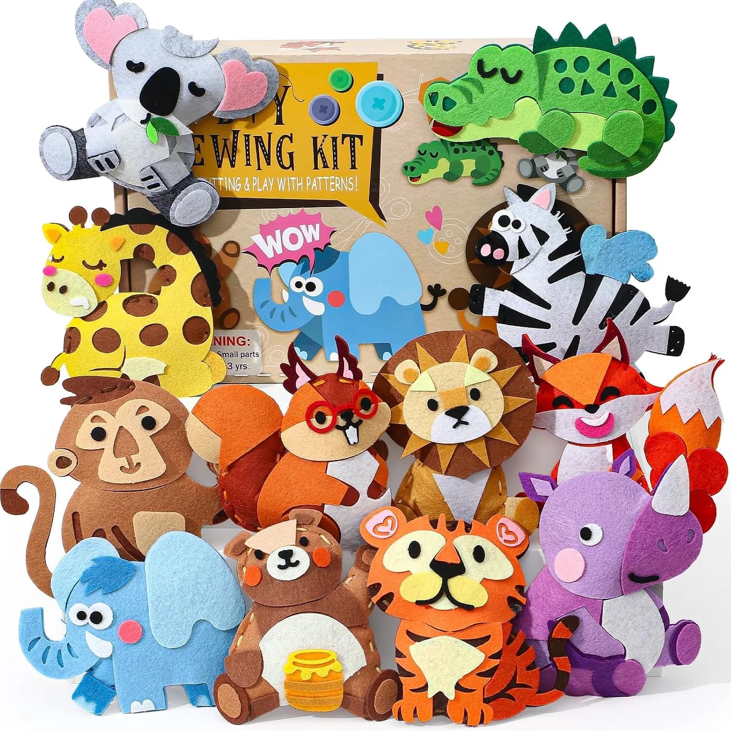 Toylink kit couture 12 animaux en feutrine 6-10 ans