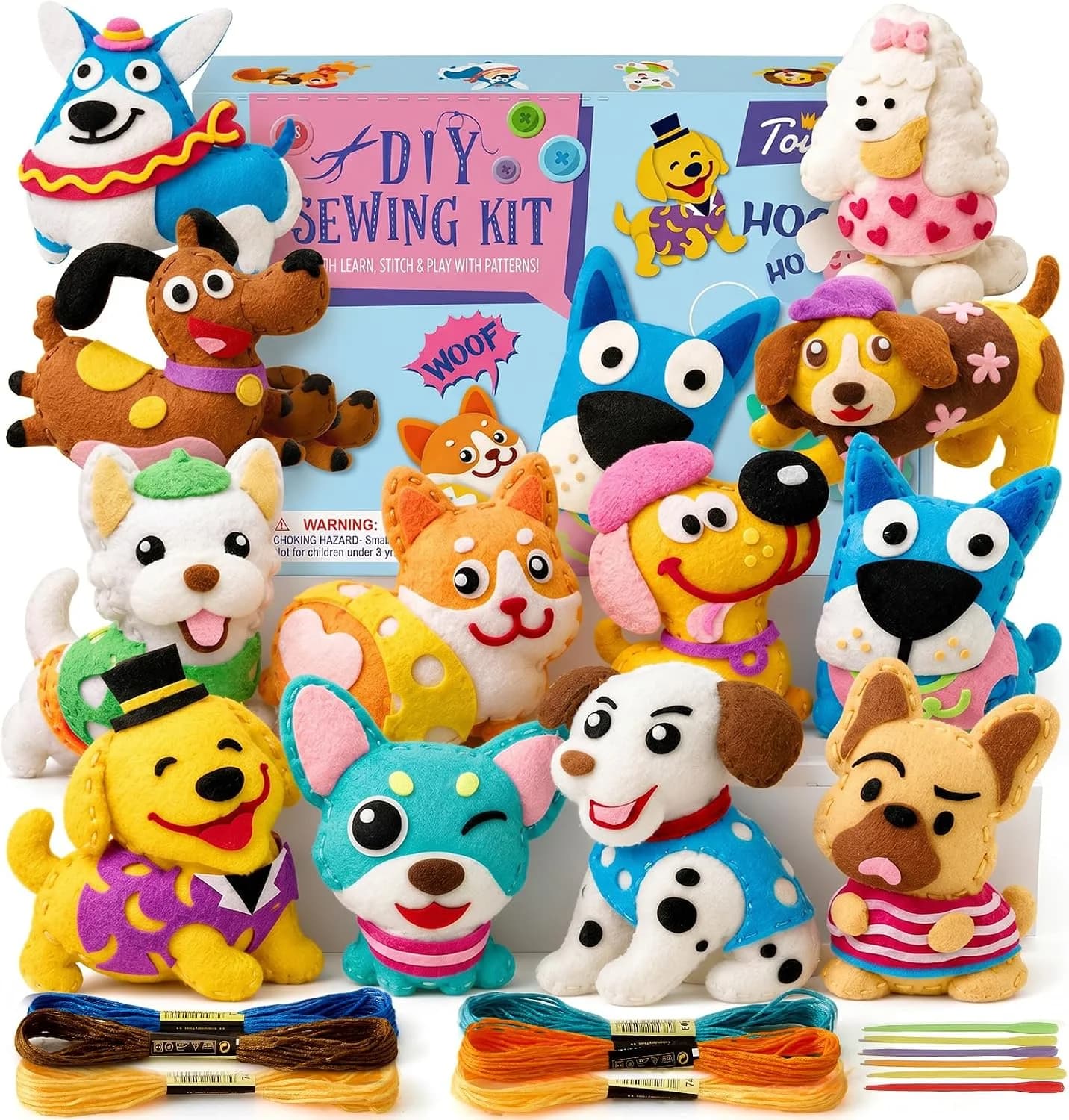 Toylink Kit couture chiens en feutrine, 12 projets
