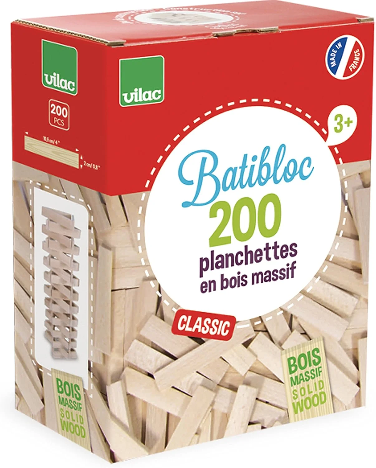 Vilac Batibloc Classic : 200 planchettes en bois