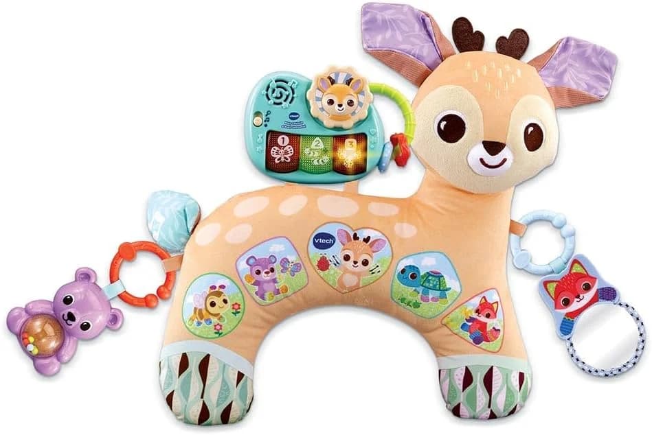 VTech Mon coussin d’éveil sensoriel 4-en-1 avec piano lumineux et hochets (dès 3 mois)