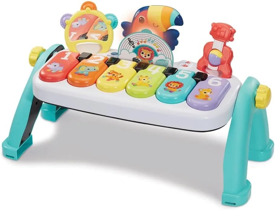 VTech Mon super piano des découvertes 3-en-1 – clavier bébé inclinable avec partitions (dès 9 mois)