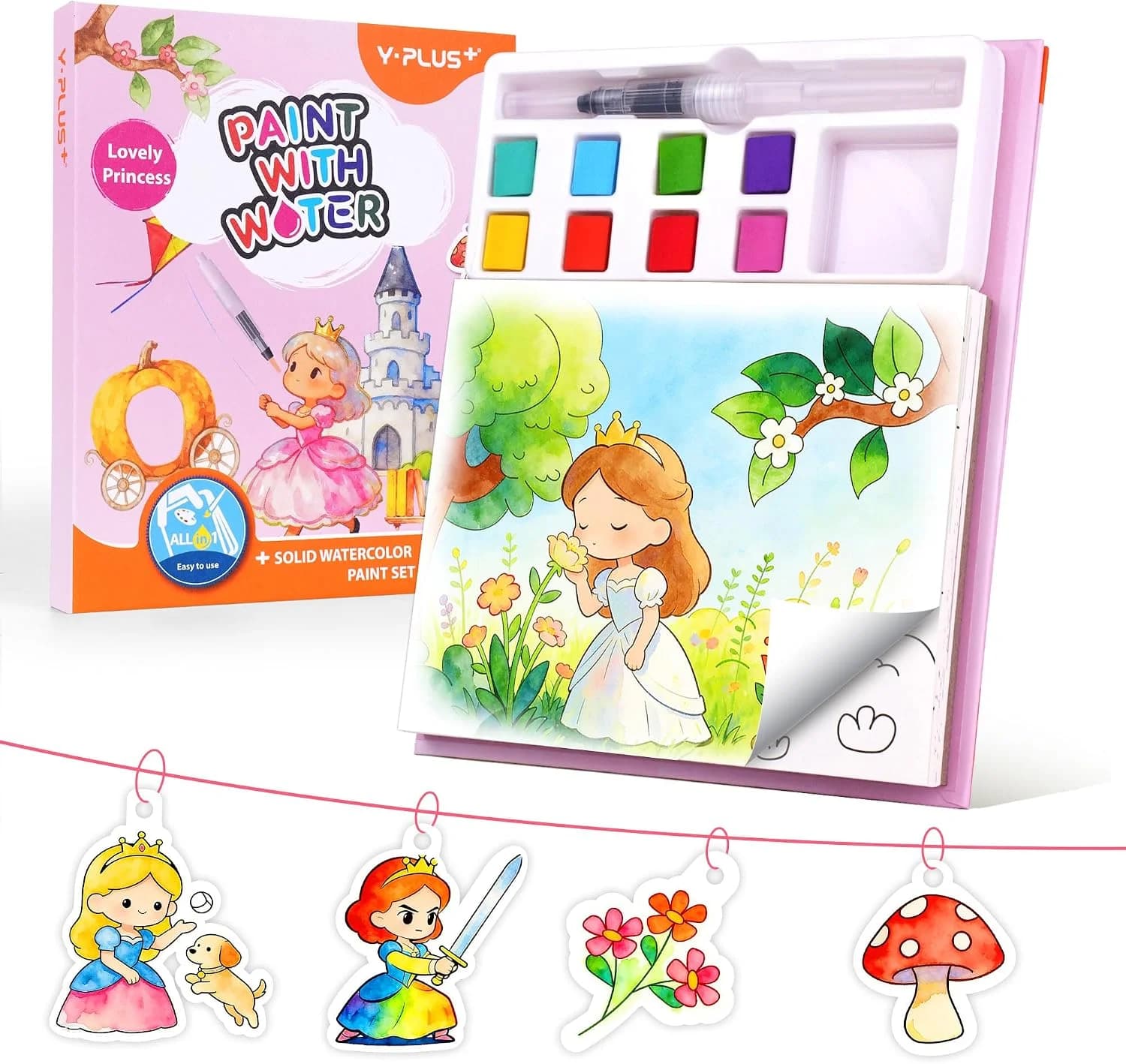 YPLUS livre de peinture à l’eau, princesses 20 modèles